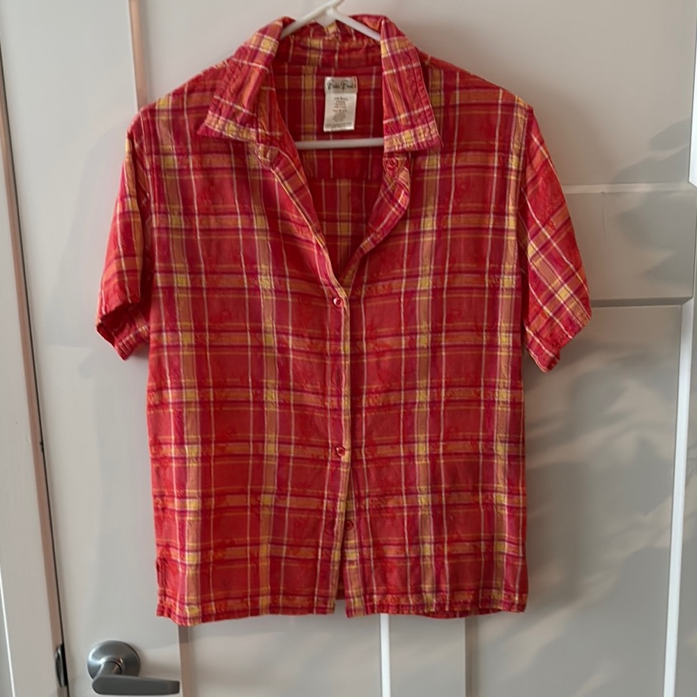 Red Plaid Short Sleeve Shirt